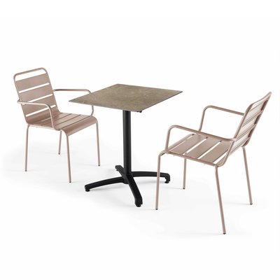 Table 60x60 cm inclinable stratifiée avec pied noir et chaises en métal, OPERA OVIALA