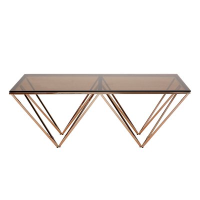 Amber Smoked Glass Coffee table with Champagne Metal Legs SO'HOME