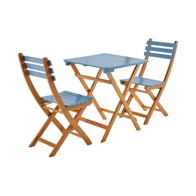 Table de jardin pliante bois d'acacia + 2 assises HILORA SWEEEK