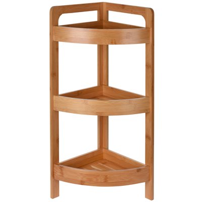 Étagère salle de bain d'angle 3 plateaux en bambou 23x23x61cm WADIGA