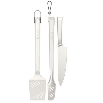 Kit premium 3 accessoires  avec spatule, pince et couteau BARBECOOK