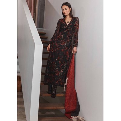 Robe longue en voile viscose/soie imprimée LA FEE MARABOUTEE