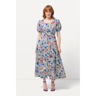 Robe midi en lin mélangé. Motif feuilles ULLA POPKEN