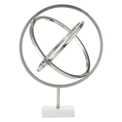 42cm Silver Spiral Sculpture on Marble Base SO'HOME