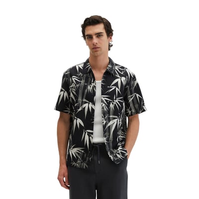 Chemise à manches courtes regular en lin et en coton bio MARC O'POLO