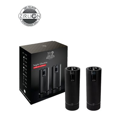Coffret cadeau - Duo de moulins à poivre et à sel électriques Line noir mat 15 cm Night Electric PEUGEOT