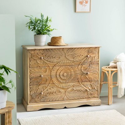 Commode sculpté en bois de manguier  ADONIE MADE IN MEUBLES 