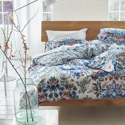 Housse de couette imprimée en percale de coton, IKEBANA DAMASK DESIGNERS GUILD