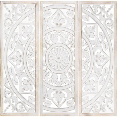 Panneaux décoratifs en bois sculpté (lot de 3) RECOLLECTION