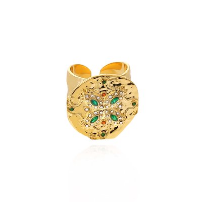 Bague ajustable avec cabochon central et perles GARCIA HIPANEMA