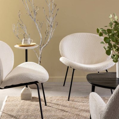 Fauteuil en tissu bouclette blanc  KANOA MADE IN MEUBLES 