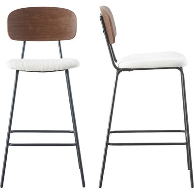 Lot de 2 tabourets de bar en velours côtelé - DANY HOMIFAB