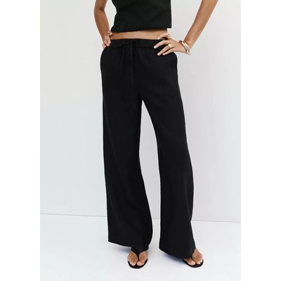 Pantalon wide leg en lin MANGO