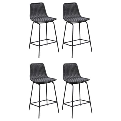 Lot de tabourets d'ilot et bar en métal et assise en rotin 65cm BALI|Lot de 4 | Lot de 4 MOB IN