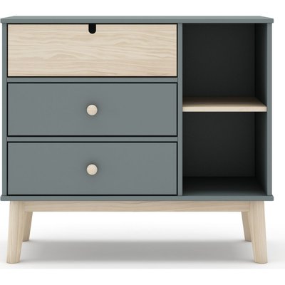 Commode enfant 3 tiroirs 2 niches bicolore - LUCY HOMIFAB