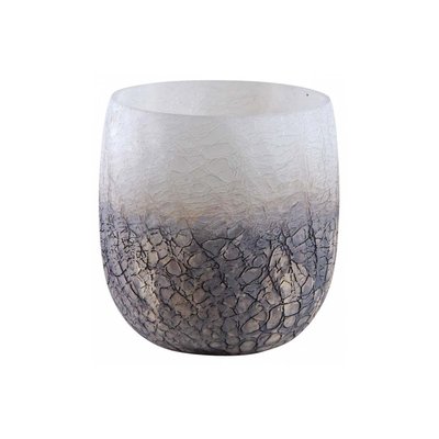 Photophore en verre givré doré et blanc 15 cm AUBRY GASPARD