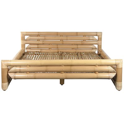 Lit king size exotique en bambou et rotin 202.5x250x74cm WADIGA