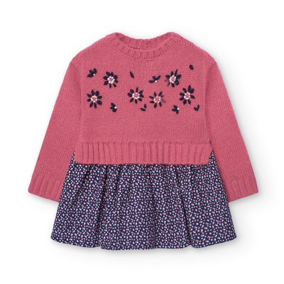 Robe en maille avec jupe à fleurs BOBOLI