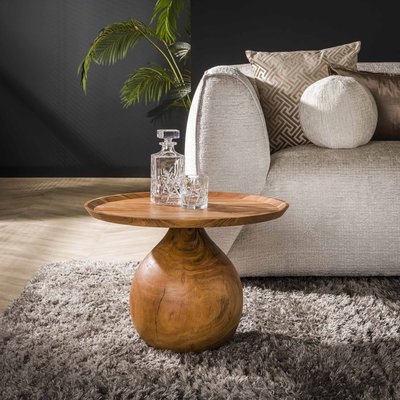 Table de salon ronde forme organique en bois d'acacia massif MELBOURNE PIER IMPORT
