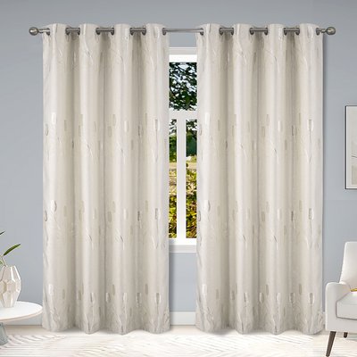 Paire de rideaux occultants tissés brillants avec motif fleur HOME MAISON