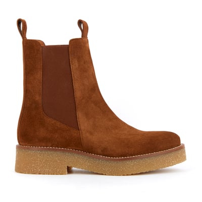 Bottines Femme En Daim Synthétique - Talon Moyen, Bout Rond, Enfiler Facile - Confortables Automne/hiver