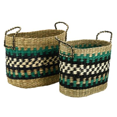 Paniers en jonc naturel et teinté (Lot de 2) AUBRY GASPARD