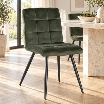 Chaise en velours capitonné (lot de 2) MALMOE PIER IMPORT