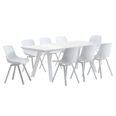 Salon de jardin table en céramique et 8 chaises, SAMOA OVIALA