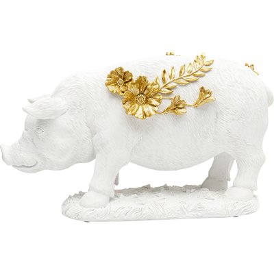 Déco cochon blanc fleurs 35cm KARE DESIGN