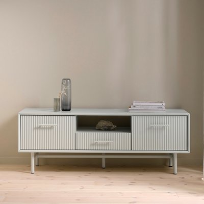 Meuble TV 2 portes 1 tiroir 1 niche 140 cm - Bois strié - MIRANO MAISON AUBERTIN