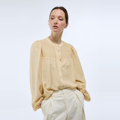 Blouse manches longues unie smockée MONOPRIX