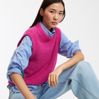 Pull sans manches col rond en alpaga mélangé LA REDOUTE COLLECTIONS
