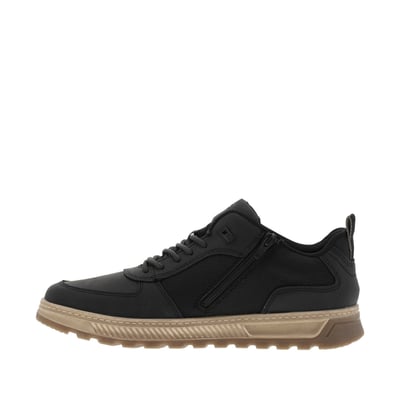 Sneakers noires à talon plat avec un zip et des lacets ronds RIEKER