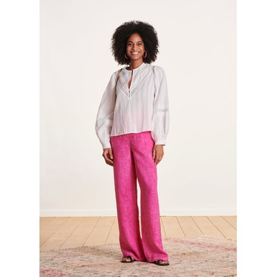 Pantalon large et droit en lin taille haute LA FEE MARABOUTEE