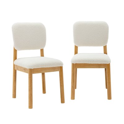 Chaises bois d'hévéa et revêtement bouclette (lot de 2) SWANN SWEEEK