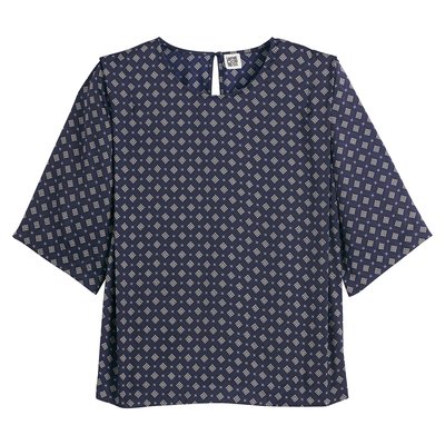 Сатиновая блузка с круглым вырезом LA REDOUTE COLLECTIONS