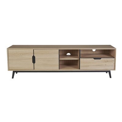 Meuble TV bas nordique en bois 3 portes 3 niches - JOYCE HELLIN, DEPUIS 1862