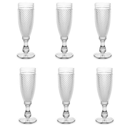 Set de 6 flûtes à champagne en verre Diamants 18.5cl WADIGA