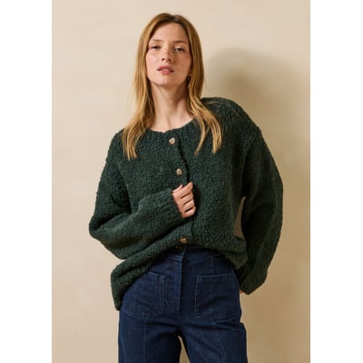 Gilet en maille bouclette col rond LA FEE MARABOUTEE