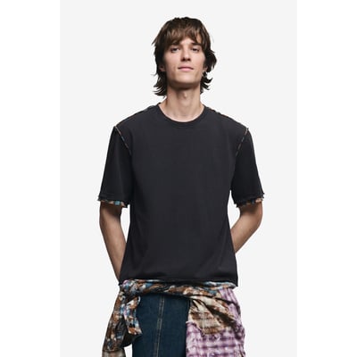 T-shirt à manches courtes détails coutures DESIGUAL