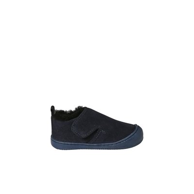 Chaussons fourrés scratchés en cuir souple VERTBAUDET