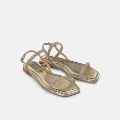Sandales plates à deux brides strass et boucle ALMA EN PENA