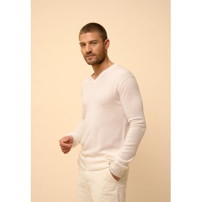 TOM pull col v ivoire en cachemire JUST CASHMERE