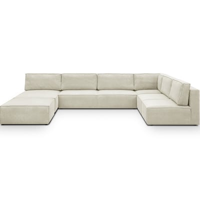 Canapé d'angle droit convertible 10+1 places en velours côtelé - HARPER MOD HOMIFAB