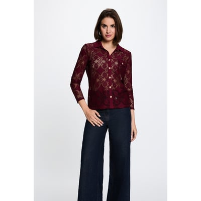 Chemise dentelle col à revers MORGAN