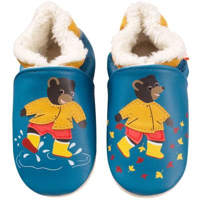 Chaussons cuir souple Petit Ours Brun TICHOUPS