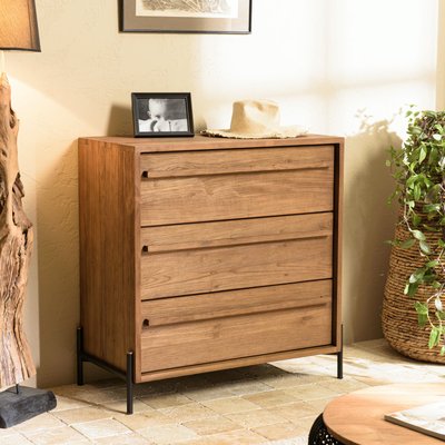 Commode 3 tiroirs en teck recyclé massif 84 cm SWING PIER IMPORT