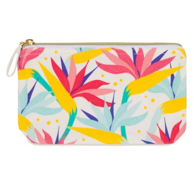 Pochette coton imprimé fleurs exotiques DRAEGER PARIS