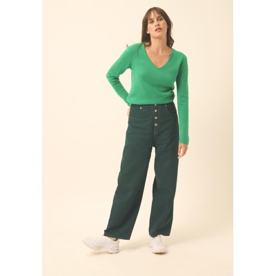 JOAN pull col v menthe en cachemire JUST CASHMERE