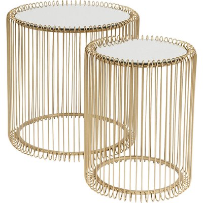Lot de 2 tables d'appoint en verre et acier, WIRE KARE DESIGN